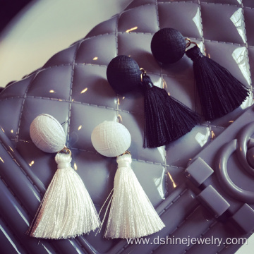 Wholesale Simple Cute Button Tassel Fashion Earring For Sale